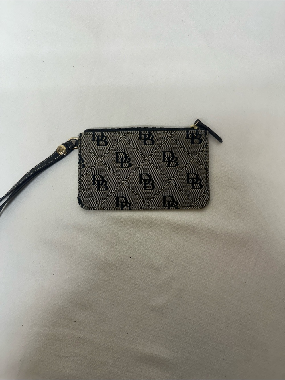 Dooney & Bourke Black and Gray Quilted DB Wristlet